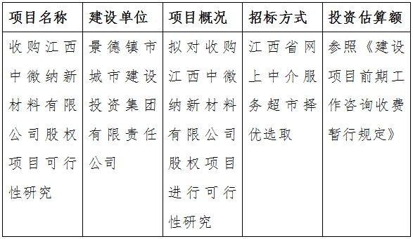 收購江西中微納新材料有限公司股權(quán)項(xiàng)目可行性研究計(jì)劃公告　