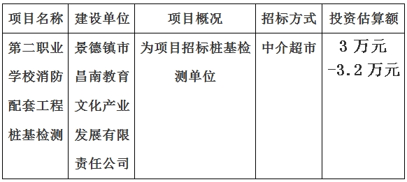 第二職業(yè)學(xué)校消防配套工程樁基檢測項(xiàng)目計(jì)劃公告